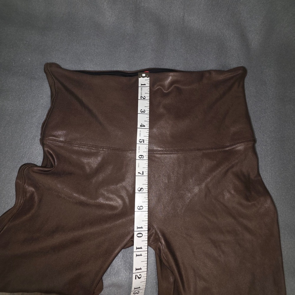 Spanx Faux Leather Leggings Women XL Espresso Brown High Waist Shaping Moto Chic - Picture 4 of 7